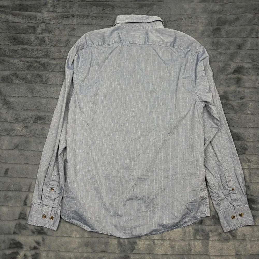 Banana Republic Button Down Shirt Mens M Blue Pinstripe Slim Fit Untucked Cotton